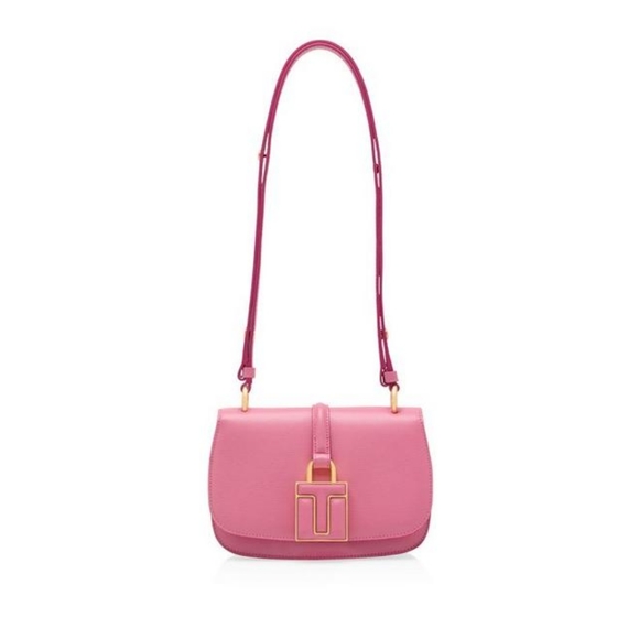 Authentic Tom Ford 001 Lock Mini Flap Shoulder Bag color Pink - Picture 1 of 13